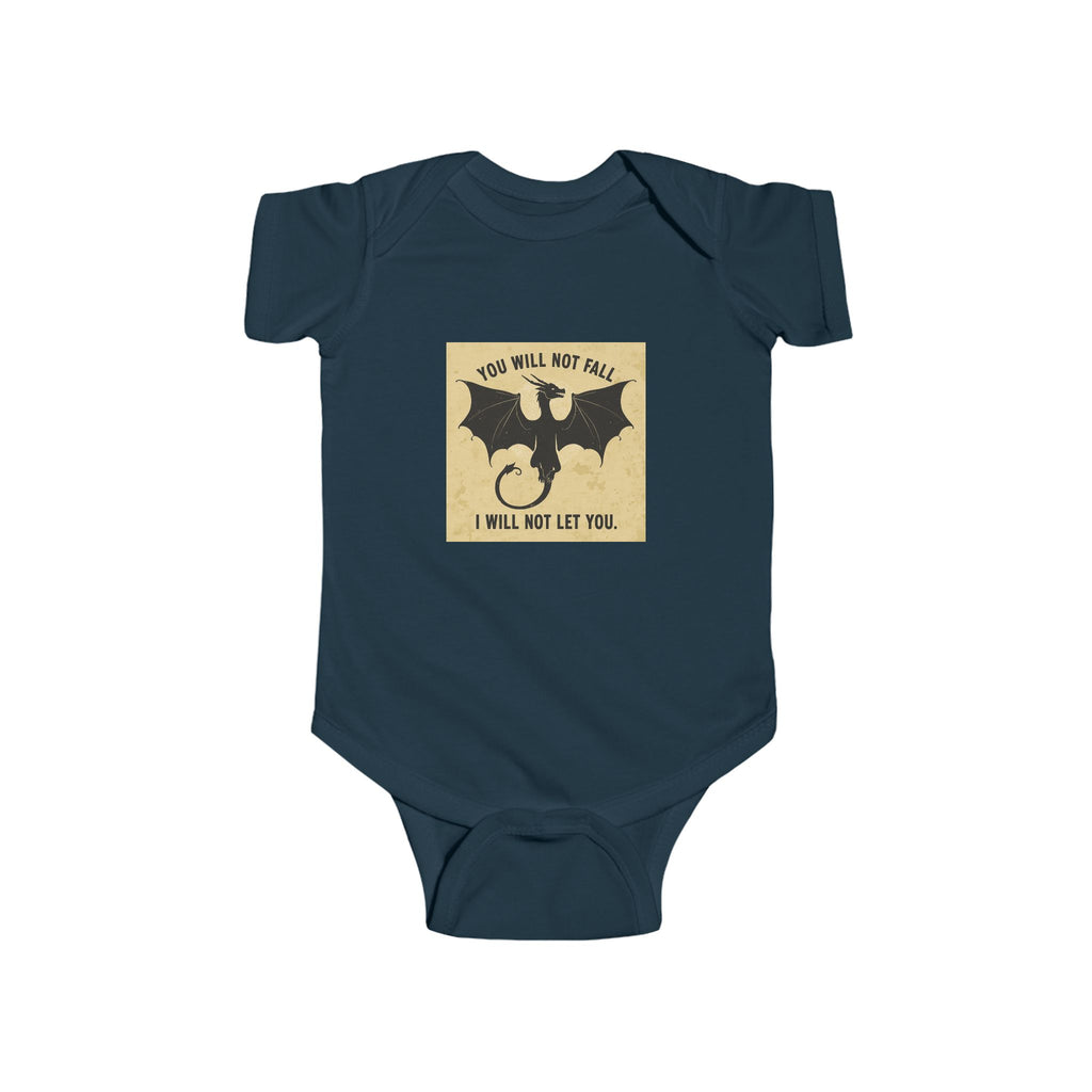 Baby Onesie — "You Will Not Fall, I Will Not Let You" Dragon Graphic Infant One-Piece