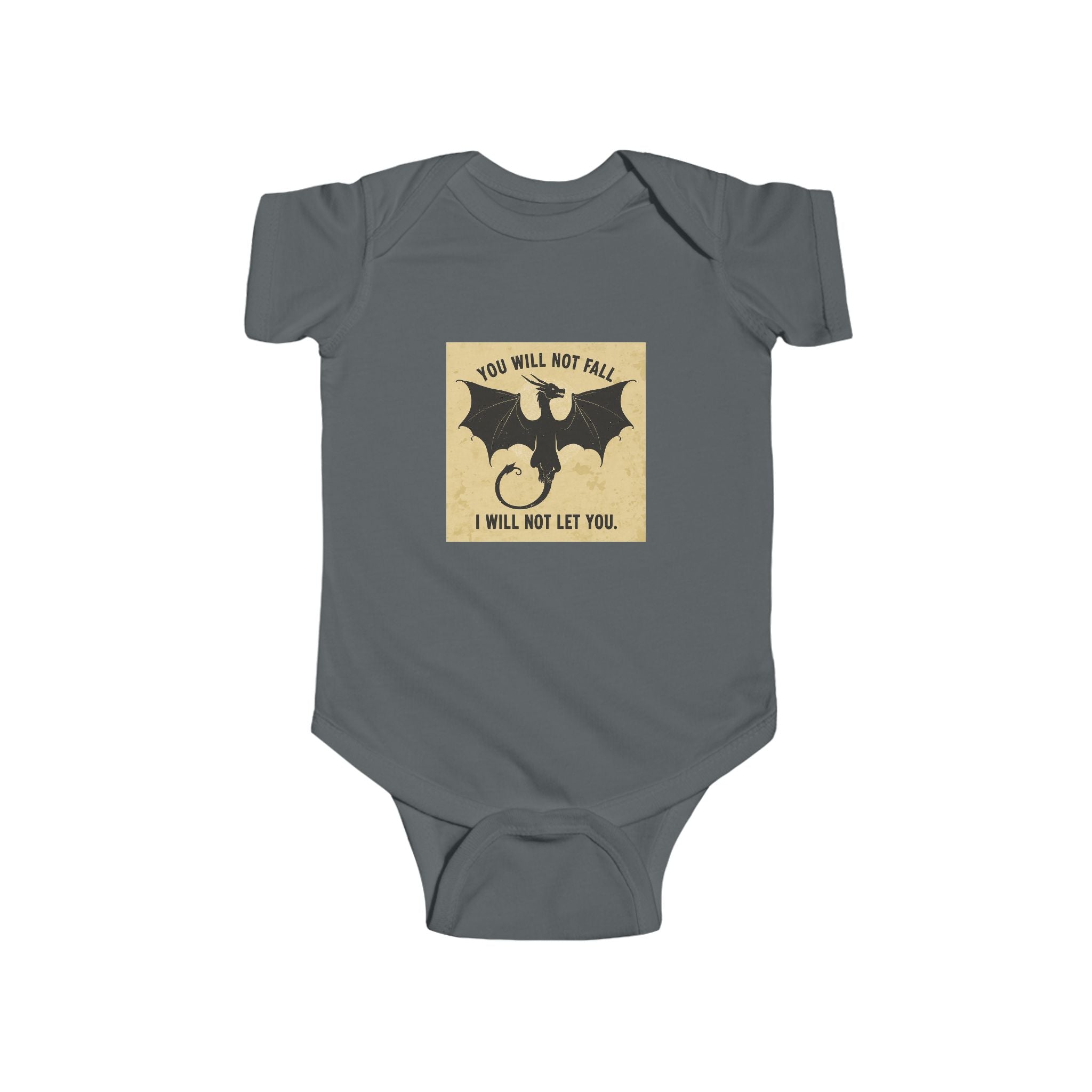 Baby Onesie — "You Will Not Fall, I Will Not Let You" Dragon Graphic Infant One-Piece