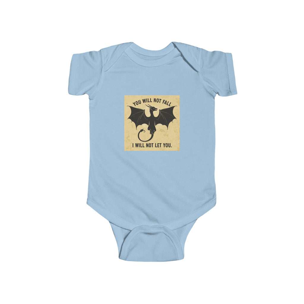 Baby Onesie — "You Will Not Fall, I Will Not Let You" Dragon Graphic Infant One-Piece