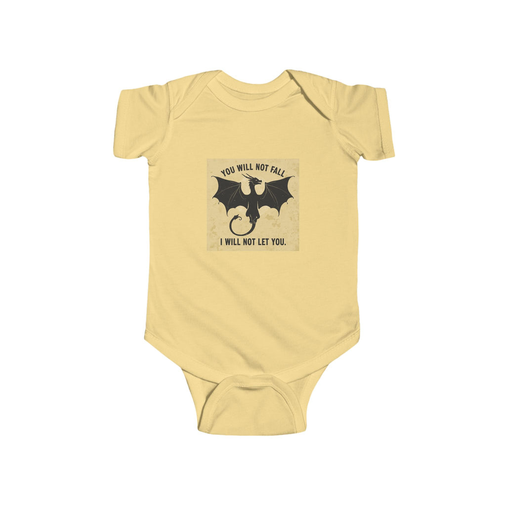 Baby Onesie — "You Will Not Fall, I Will Not Let You" Dragon Graphic Infant One-Piece