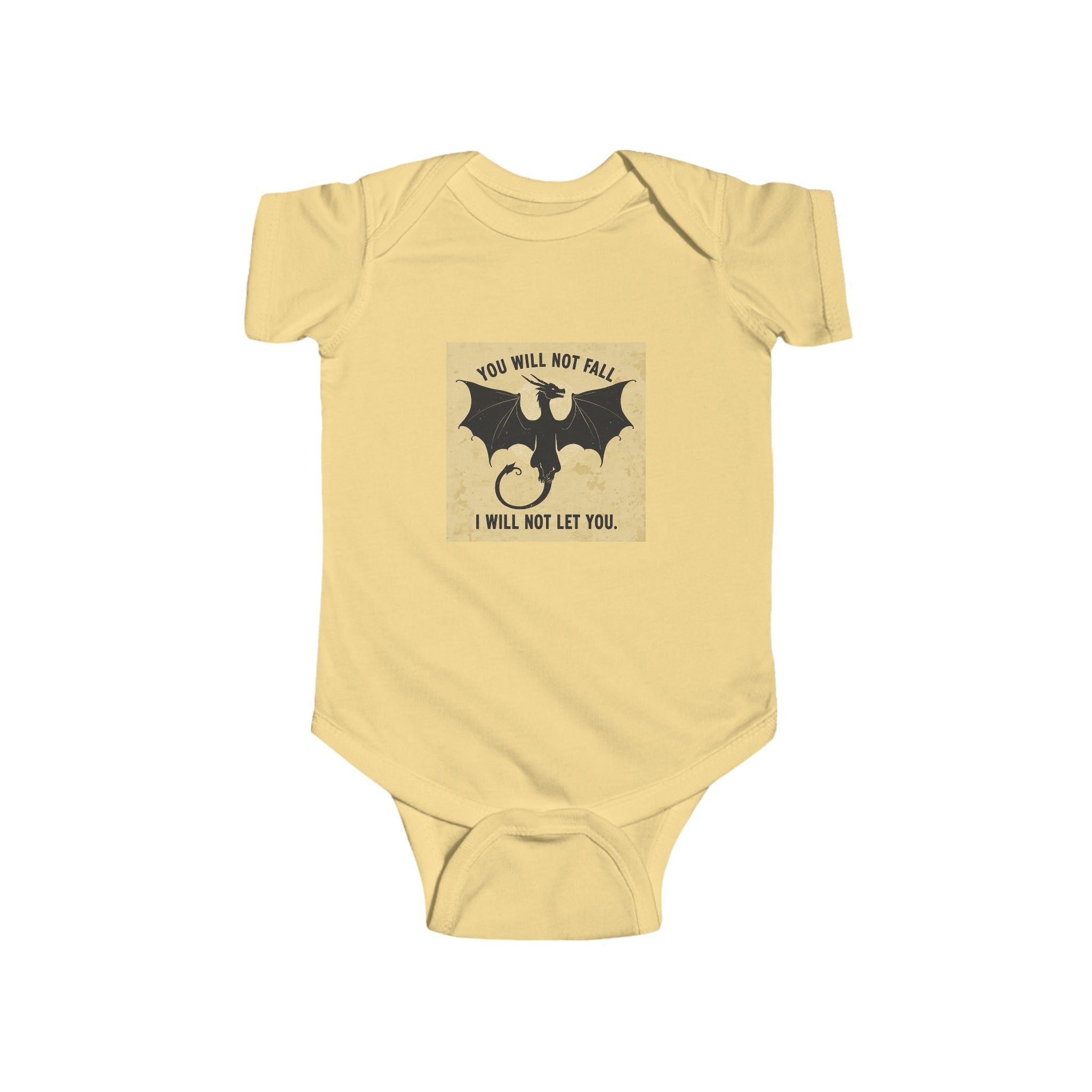 Baby Onesie — "You Will Not Fall, I Will Not Let You" Dragon Graphic Infant One-Piece