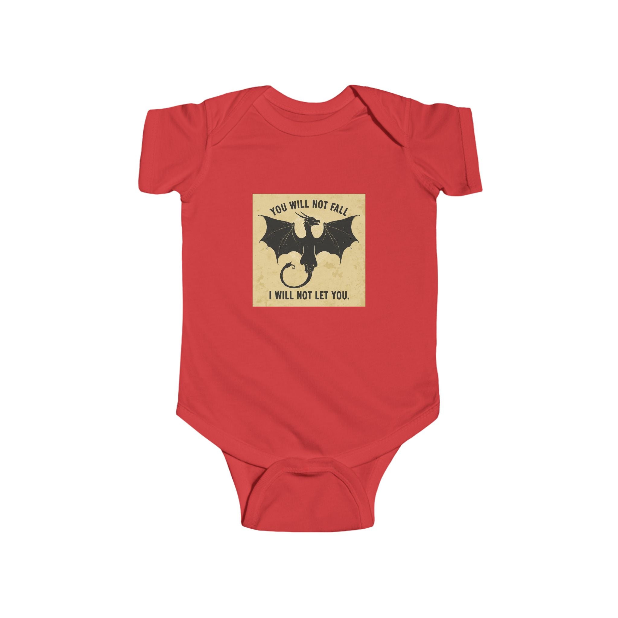 Baby Onesie — "You Will Not Fall, I Will Not Let You" Dragon Graphic Infant One-Piece